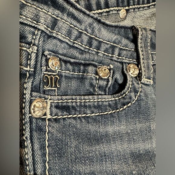 Miss Me Bootcut Jeans Sequoia Rhinestone Stretch Fleur de Lis Size 27 - Picture 12 of 12